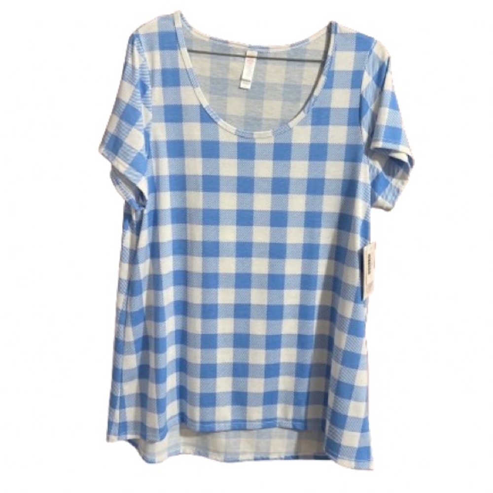 #635 NWT LuLaRoe Classic T medium blue and white checker